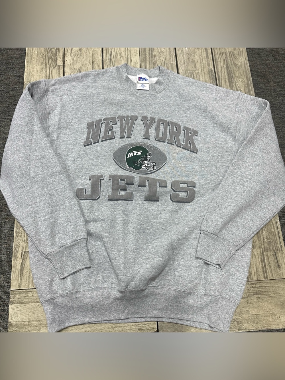 VTG 90s Pro Player New York Jets Crewneck 2XL Grey Made USA NFL Oversized Retro